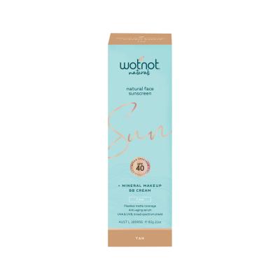 Wotnot Naturals Natural Face Sunscreen SPF 40 + Mineral MakeUp BB Cream Tan 60g